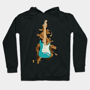 S-Style Electric Guitar Teal Color Hoodie